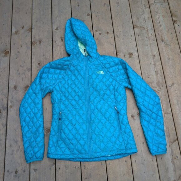 The North Face Women’s Blue Thermoball Full Zip Hooded Puffer Jacket Size M - Picture 1 of 8